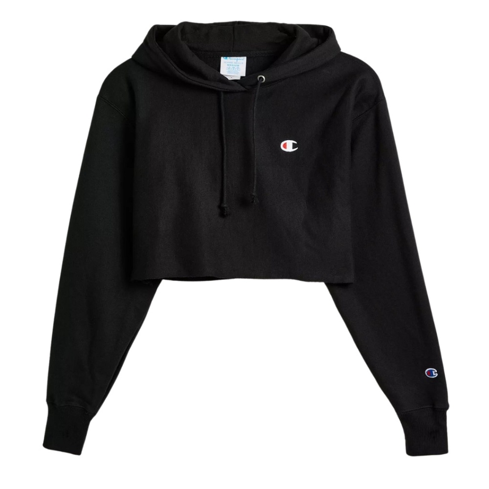 Champion Reverse Weave Cropped Cut-Off Hoodie, C Logo